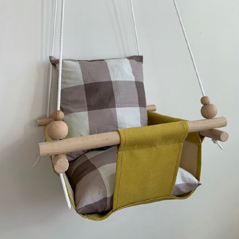 

Детская качеля Infancy Крупная клетка, Желтая основа
