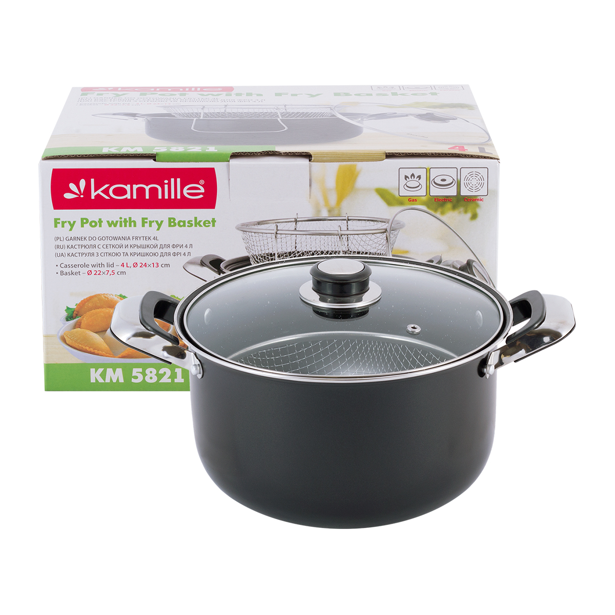 

Кастрюля для фритюра 24 см из углеродистой стали Kamille KM-5821