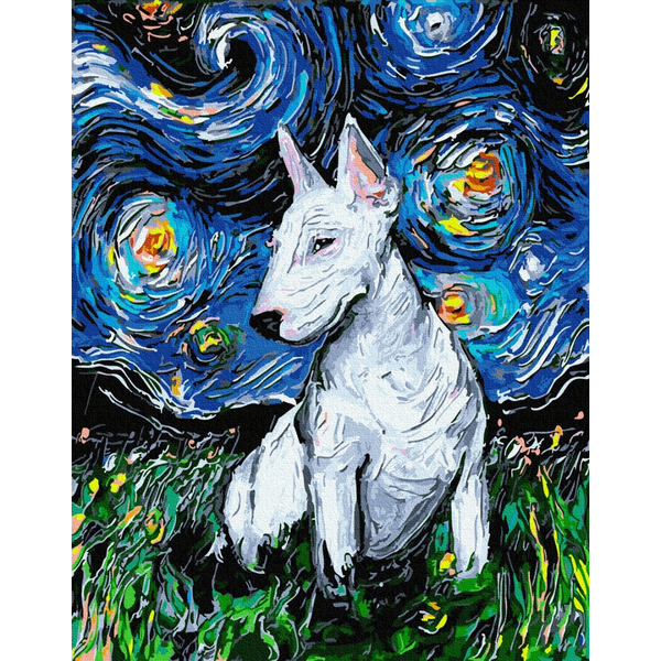 

Картина по номерам / анти-стресс раскраска Mono Art Бультерьер в звездную ночь (GX34262)