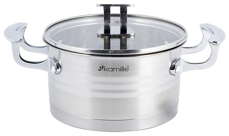 

Кастрюля индукционная Kamille Casserote 4.4л из нержавеющей стали со стеклянной крышкой