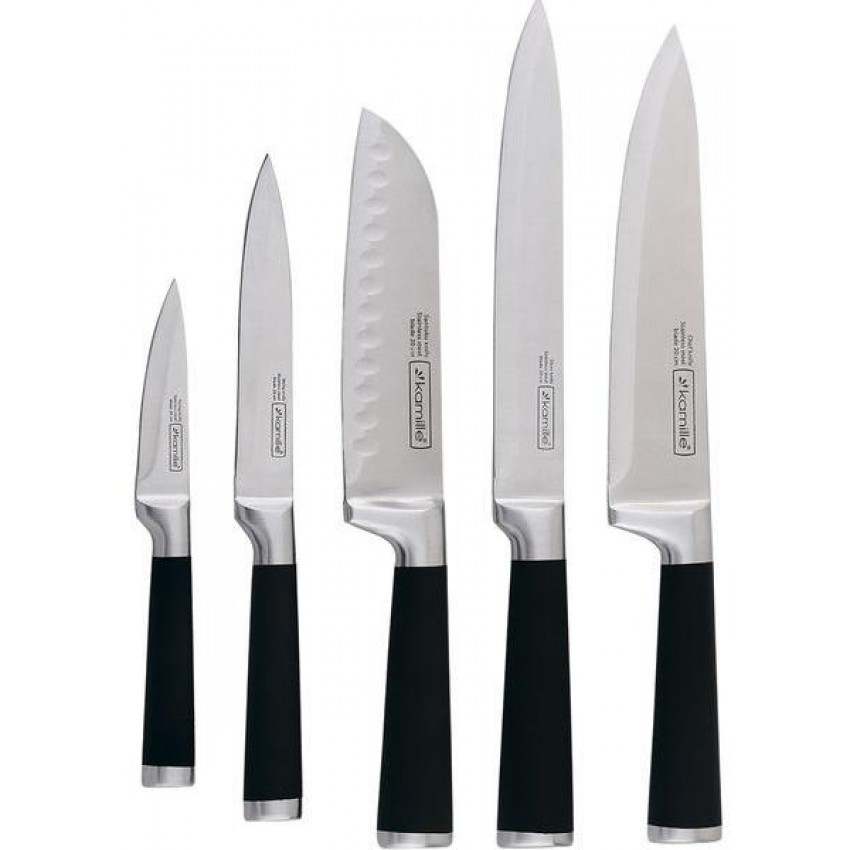 

Набор 5 ножей Kamille KM-5132 Sheffield в черной колоде-подставке