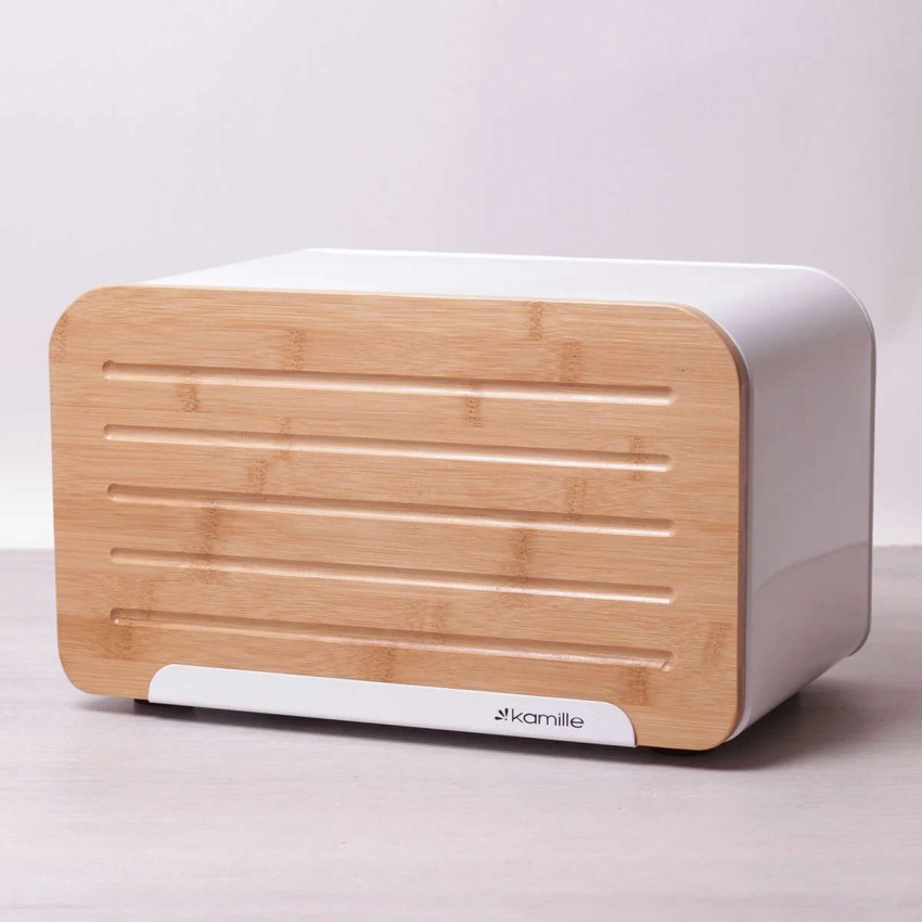 

Хлебница Kamille 35 х 20 см Bamboo из нержавеющей стали Белая KM-1107