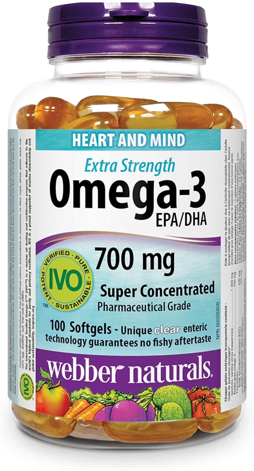 

Специальный продукт Webber Naturals Extra Strengh Omega-3 700 mg 100 капсул (4384303450)