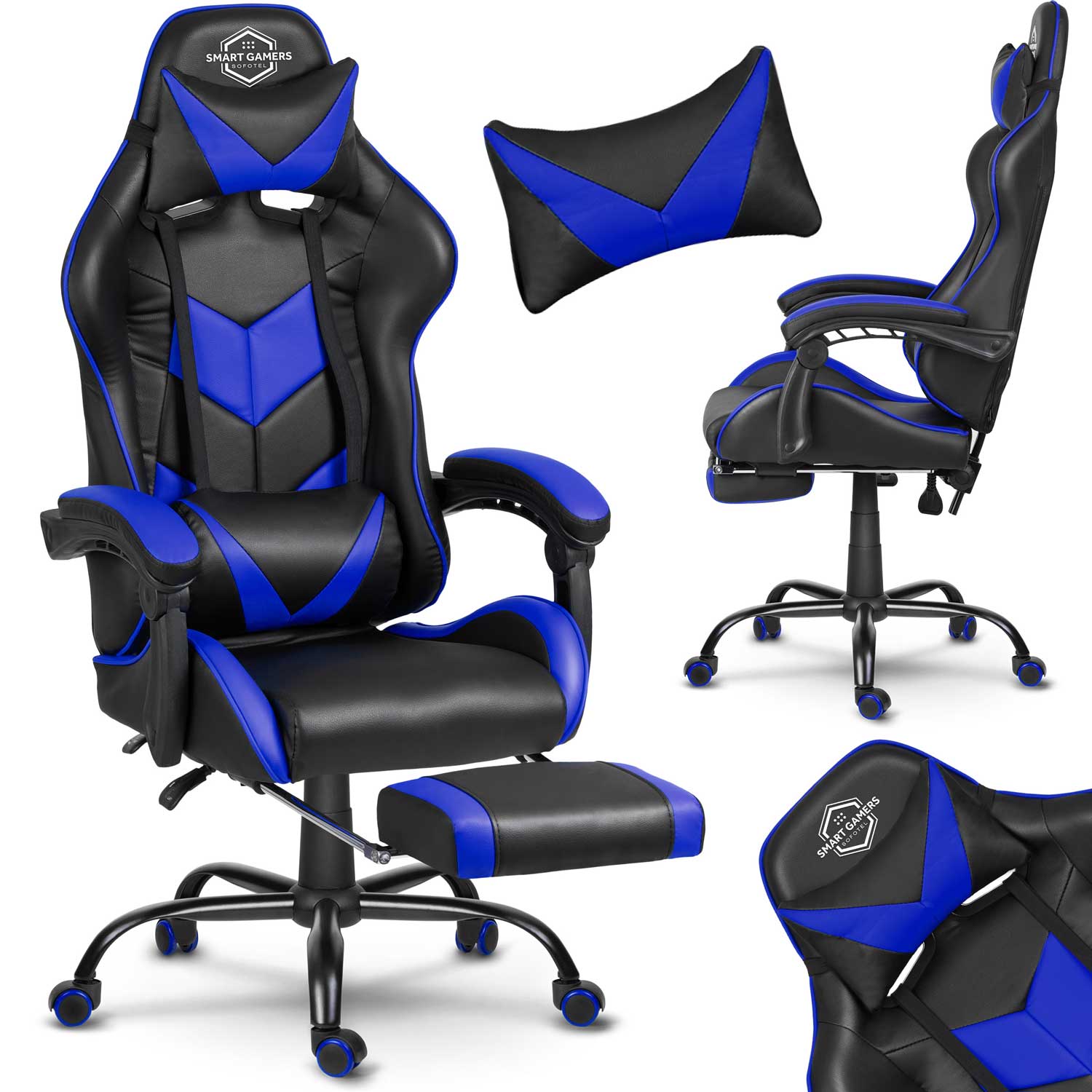 

Кресло геймерское Sofotel Cerber Smart Gamers Черно-синее