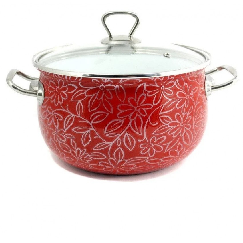 

Кастрюля эмалированная 4 литра d-20 Ажур красный Interos 2598 В-4 ITR