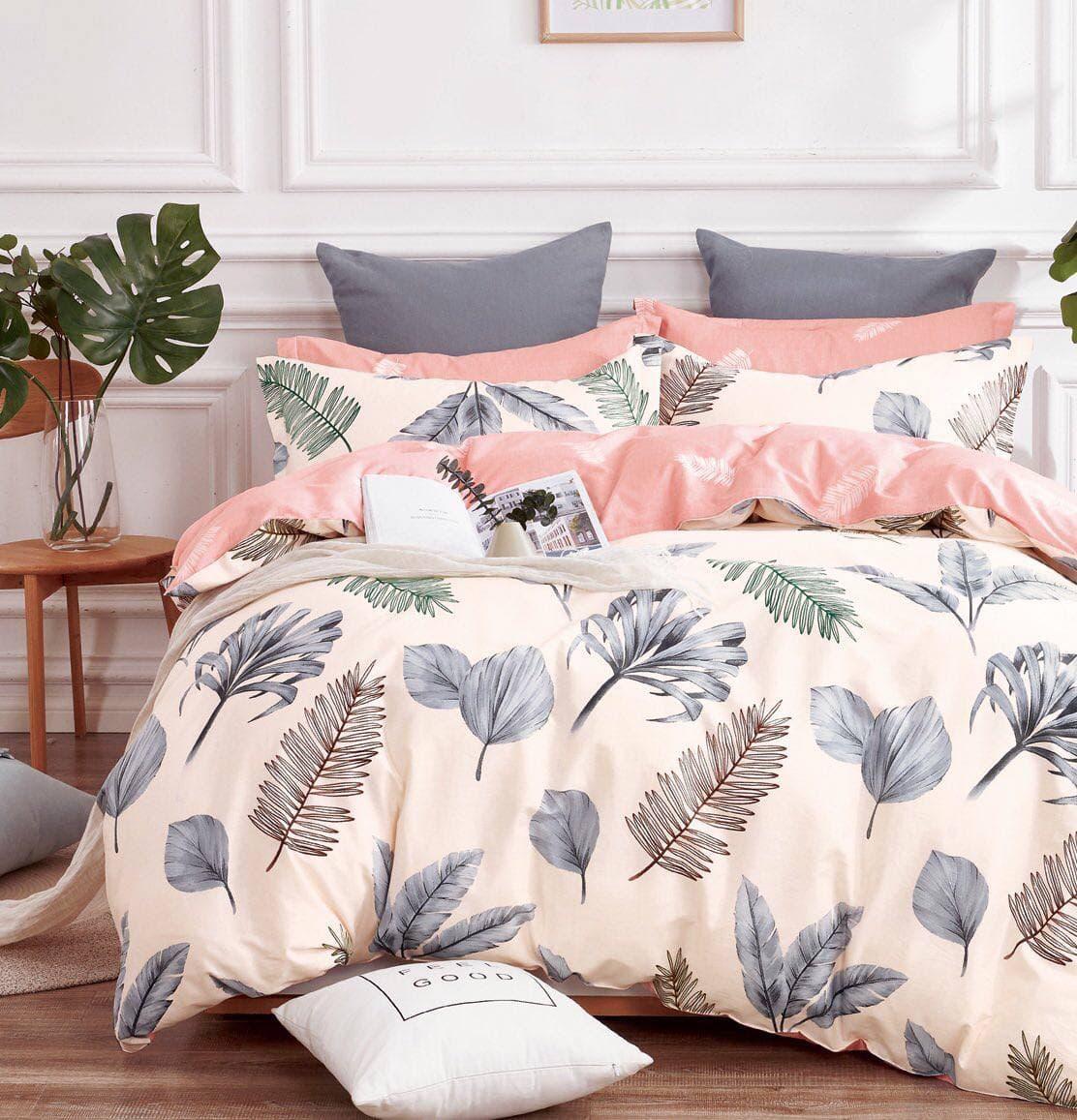 

Комплект постельного белья Qili Home Textile Сатин №Rsp1605R Семейный 2х160х215 разноцветный листики
