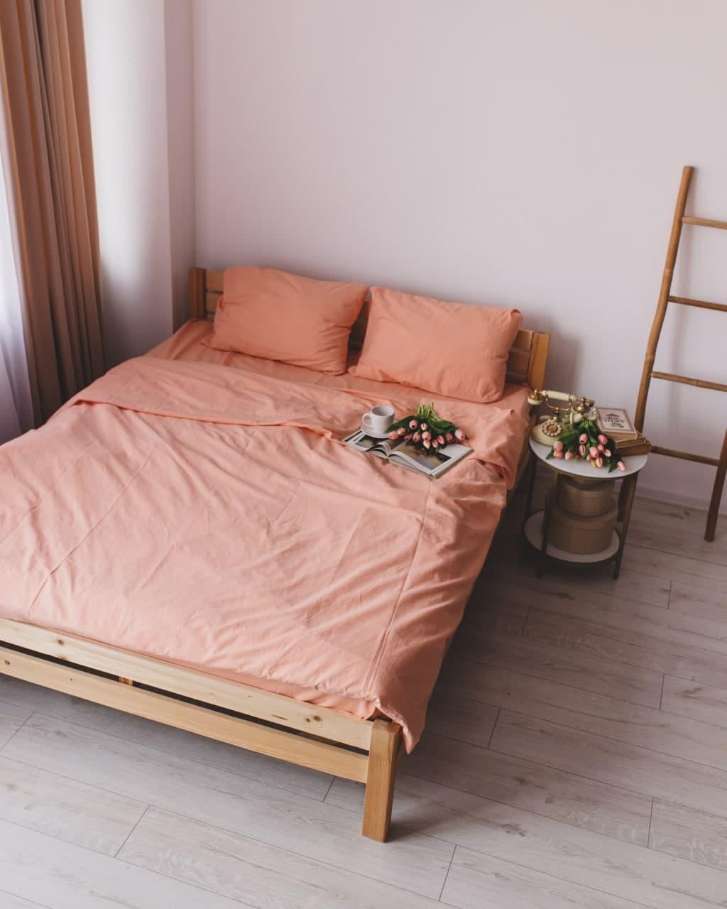 

Комплект постельного белья Qili Home Textile Сатин №R5896splR Двухспальный 180х215, Коралловый