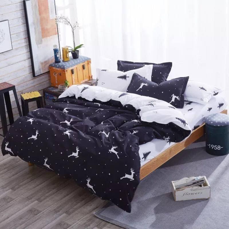 

Комплект постельного белья Qili Home Textile Софткоттон №3345895 Евро 200х220, бело-синий олени