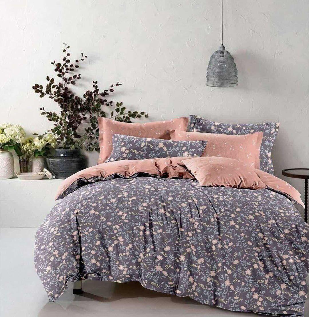 

Комплект постельного белья Qili Home Textile Сатин №S1011 Двуспальный 180х210 серо-розовый
