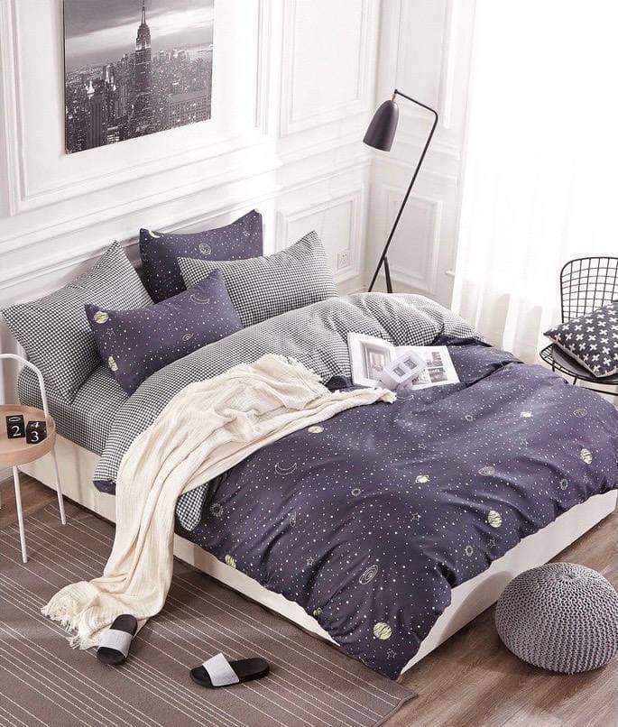 

Комплект постельного белья Qili Home Textile Сатин №Rsp1605R Полуторный 160х215, серо-синий космос