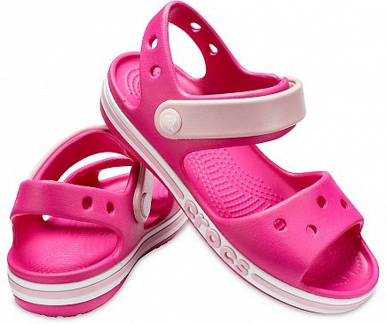 

Босоножки Crocs Crocband С9 25-26 розовые со светлым ремешком + подарок украшение джибитс