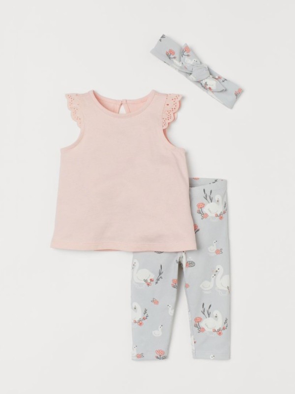 

Комплект для дівчинки з повязкою H&M Рожевий Лебеді 6-9 (74) 3 од.