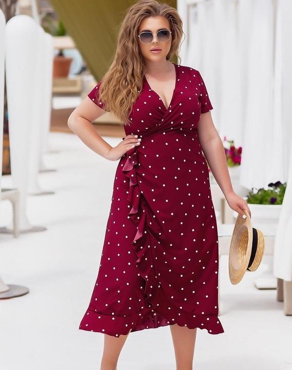 

Платье G&M k-81617 58-60 Размер цвет горох бордовый