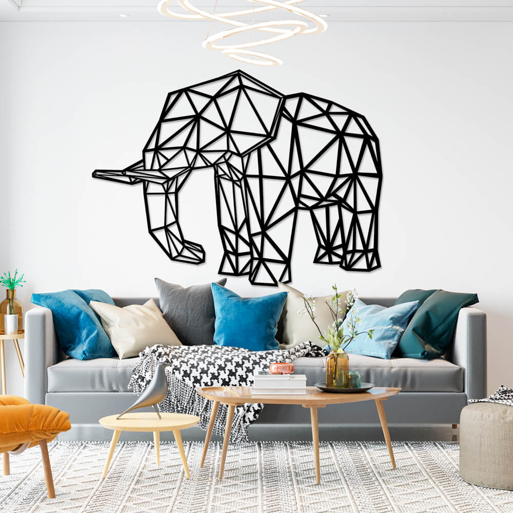 

Панно из дерева Born for Art Poligonal Elephant 70х52 см Черное