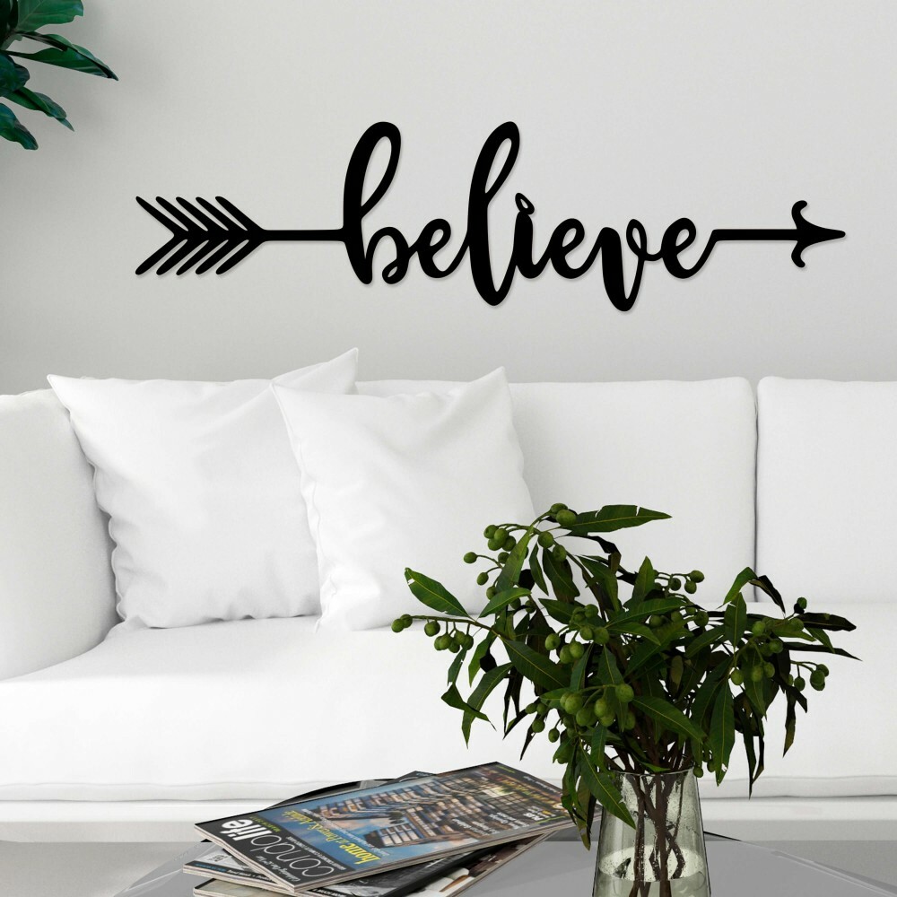 

Панно из дерева Born for Art Believe 90х23 см Черное