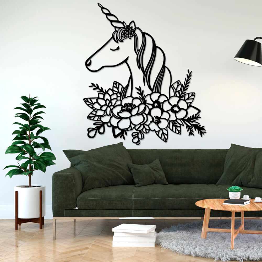 

Панно из дерева Born for Art Единорог в цветах 90х77 см Черное