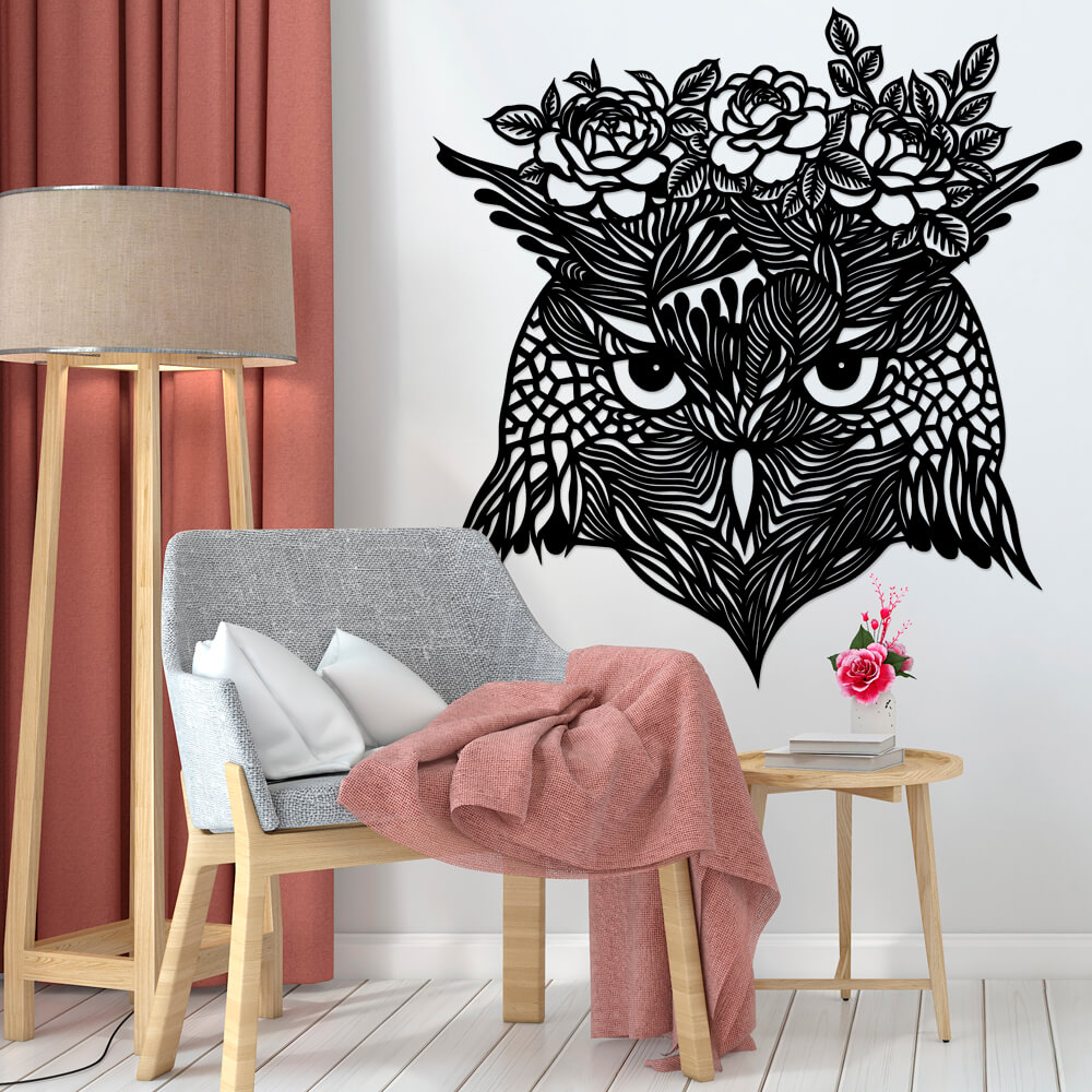 

Панно из дерева Born for Art Цветущая сова 90х86 см Черное