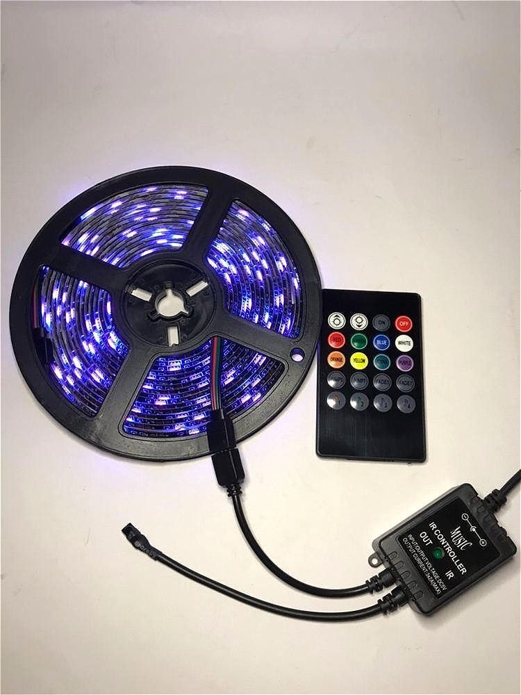 

Светодиодная лента 5V USB LED 5050 RGB комплект 5 метров, разноцветная (с микрофоном)