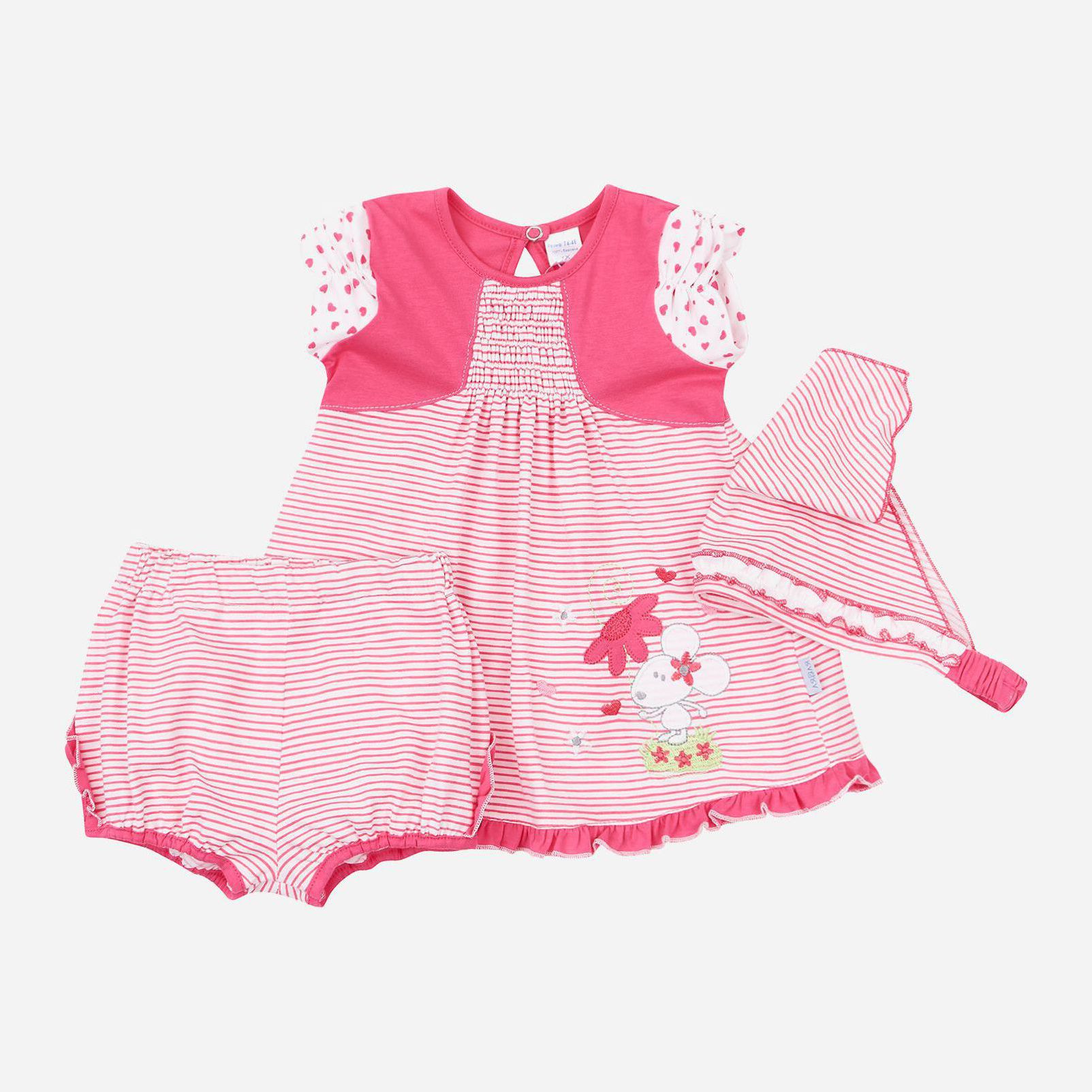 

Костюм (косынка + платье + трусики) ЛяЛя 15ТК04 (2-21) 74 см Коралл
