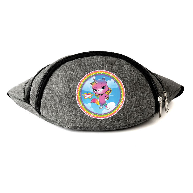 

Сумка Бананка на пояс Радужно бабочково единорожная кошка Cappuccino Toys (Rainbow Butterfly Unicorn Kitty-003) серый