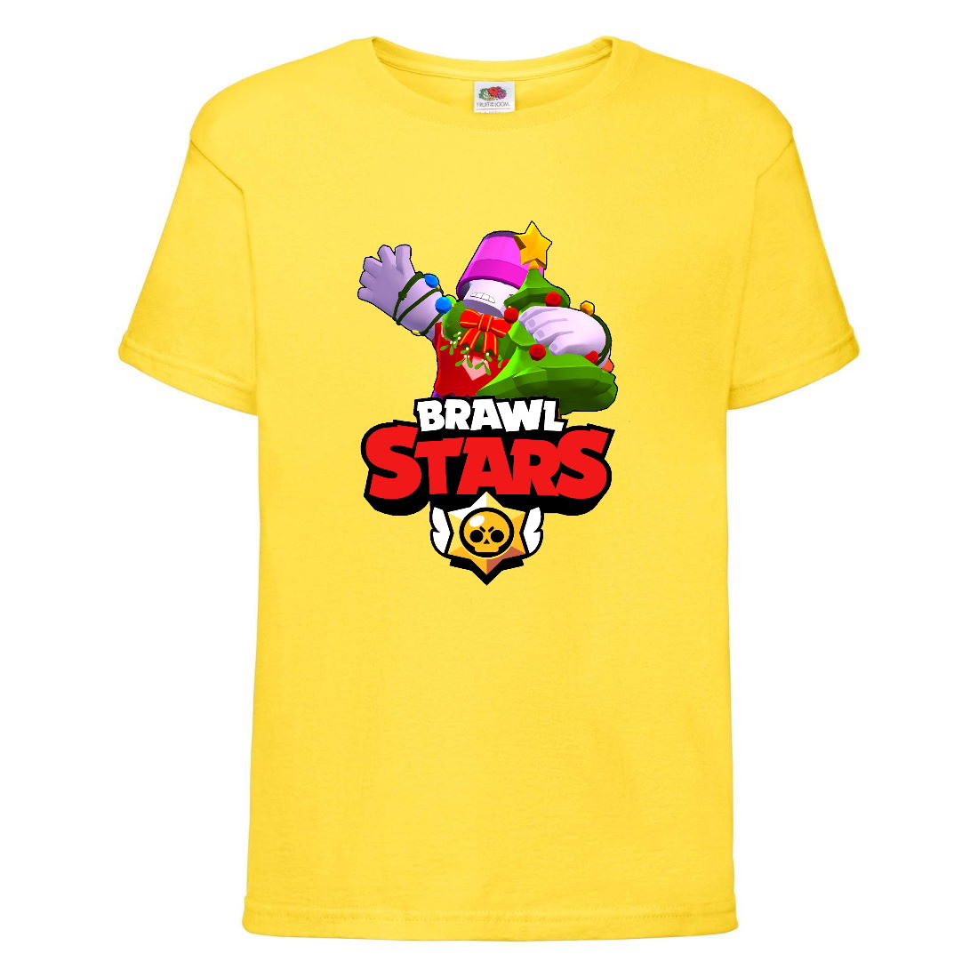 

Футболка детская Brawl Stars Holiday Frank (Бравл Старс Фрэнк Праздничный) желтая 140 см