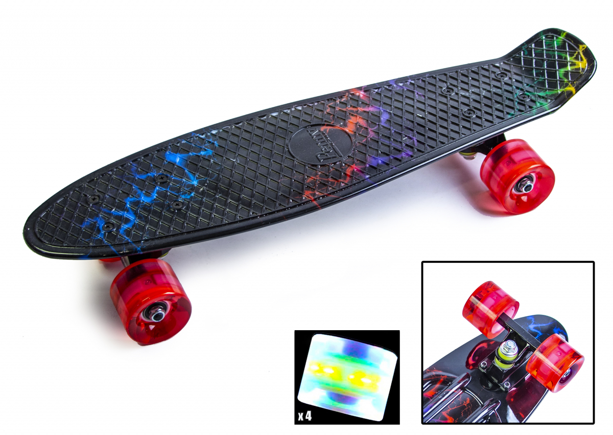 

Скейтборд, Пенни борд Penny Board Молния Светящиеся колеса до 80кг (SD)