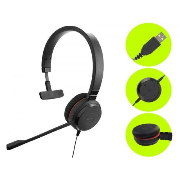 

Профессиональная гарнитура Jabra EVOLVE 20 MS SE Mono (кожа) с кожаными амбушюрами Black (2815)