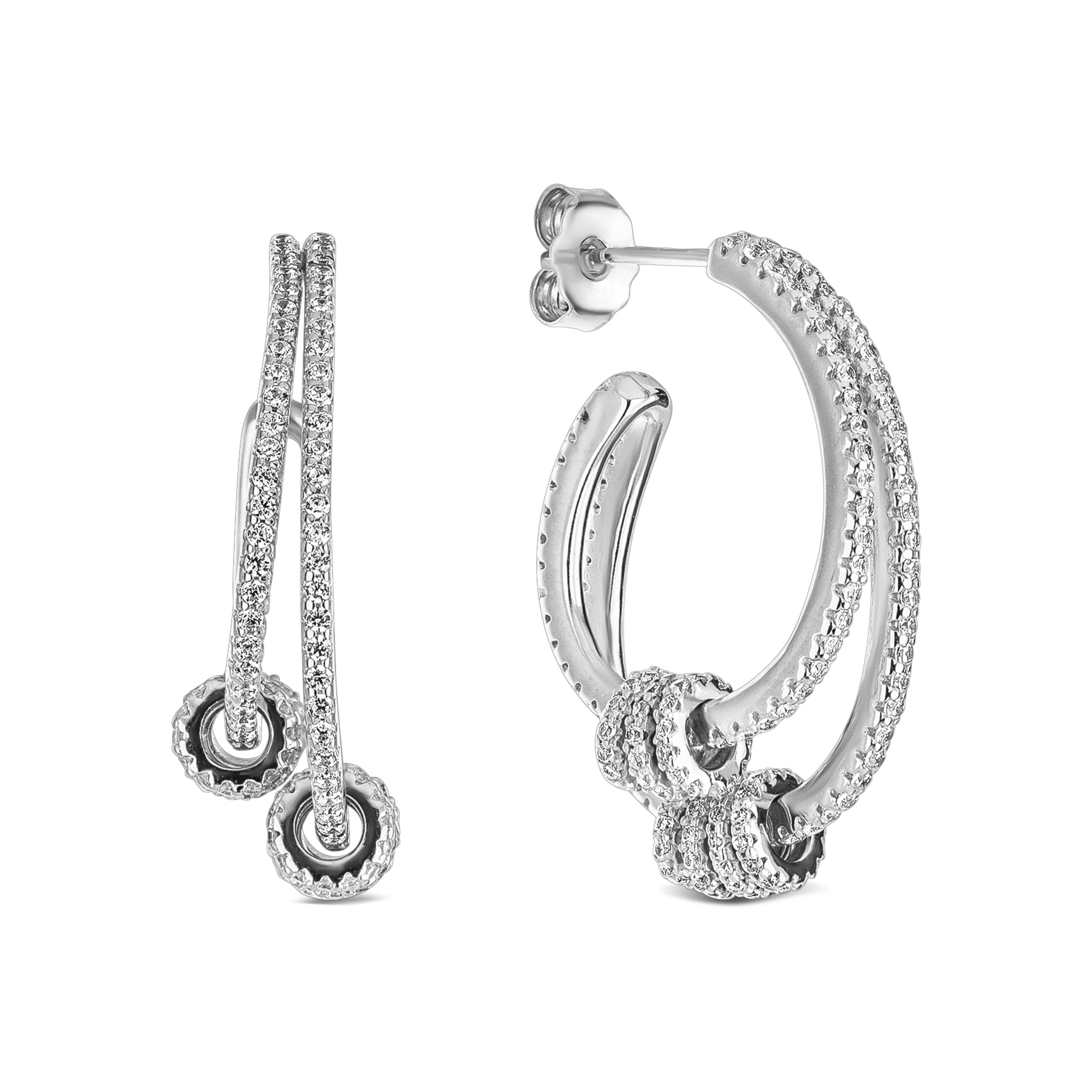 

Серьги пусеты из серебра с фианитами КАМЕЯ 28200922.146.006340s