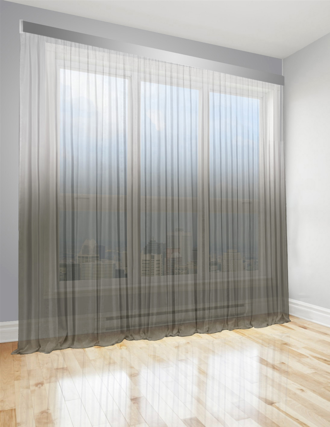 

Тюль Di&Di Градиент Батист прозрачный 700х270 переход от Хаки в Белый