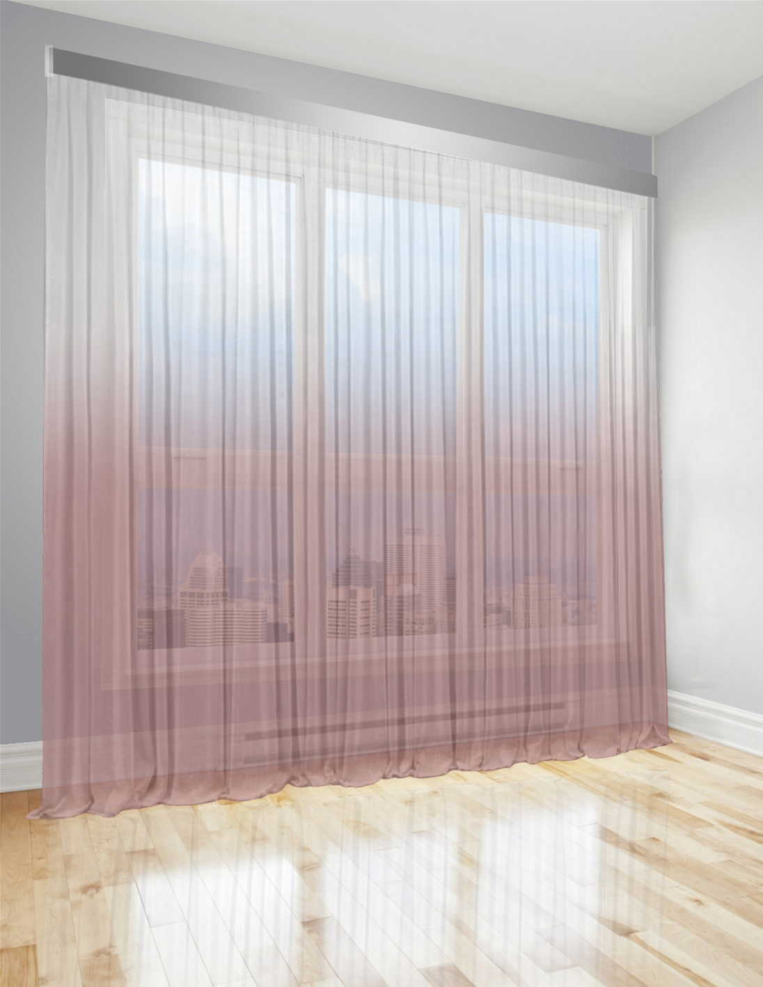 

Тюль Di&Di Градиент Батист прозрачный 700х250 переход от Пудрового в Белый