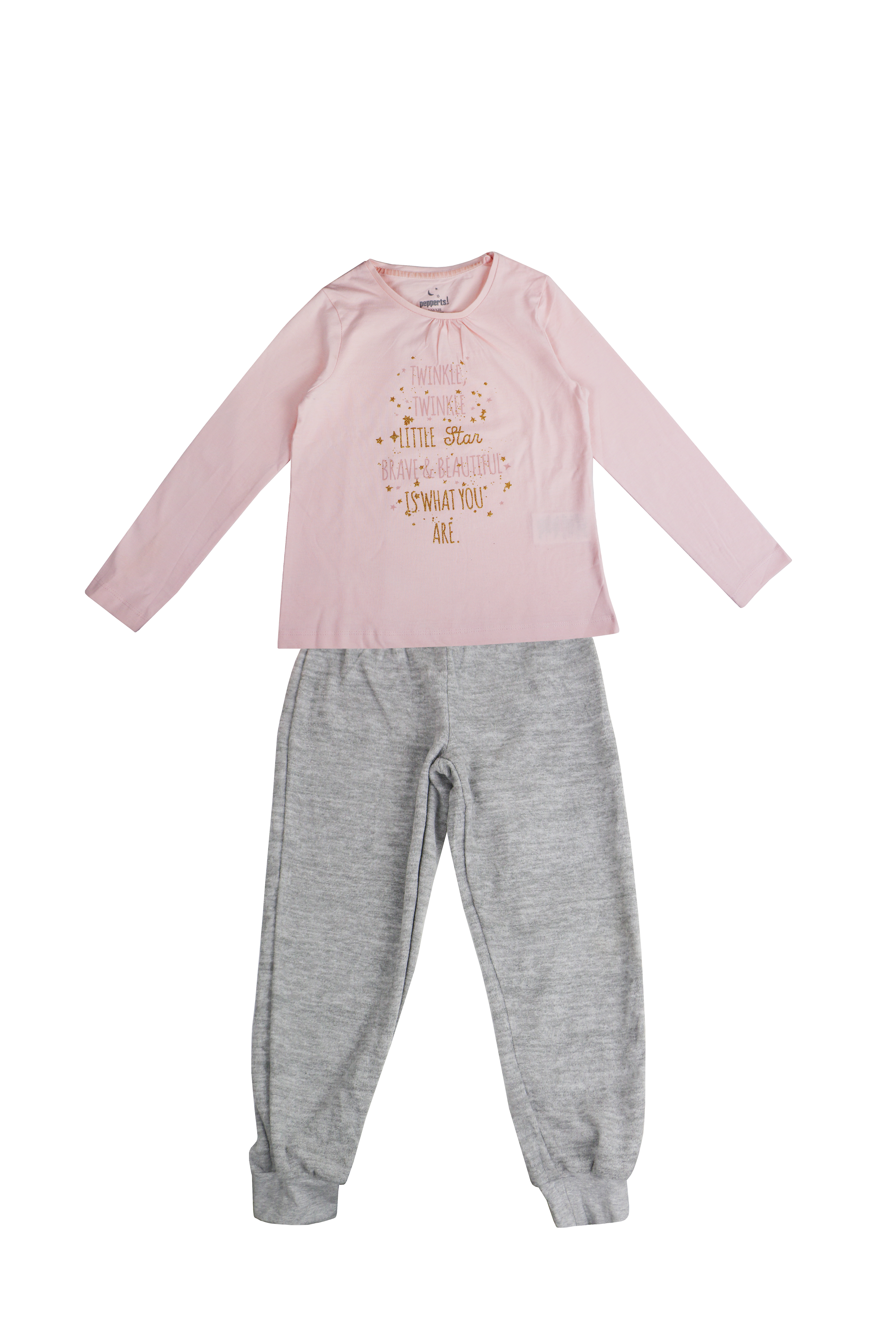 

Пижама для девочки лонгслив и брюки Pepperts 146/152 светло розовый-серый WE-550096