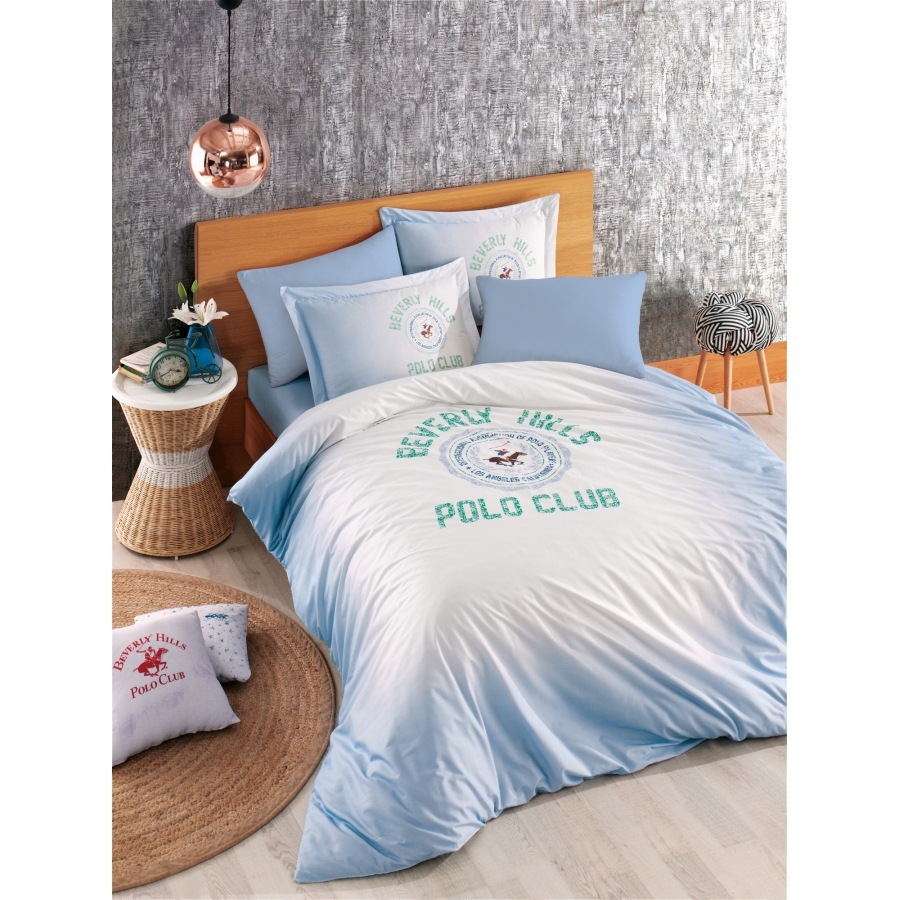 

Постельное белье Beverly Hills Polo Club ранфорс BHPC 019 Blue евро