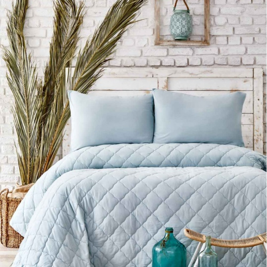 

Набор постельное белье с одеялом Karaca Home Cloudy mint ментоловый полуторный (svt-2000022254397)