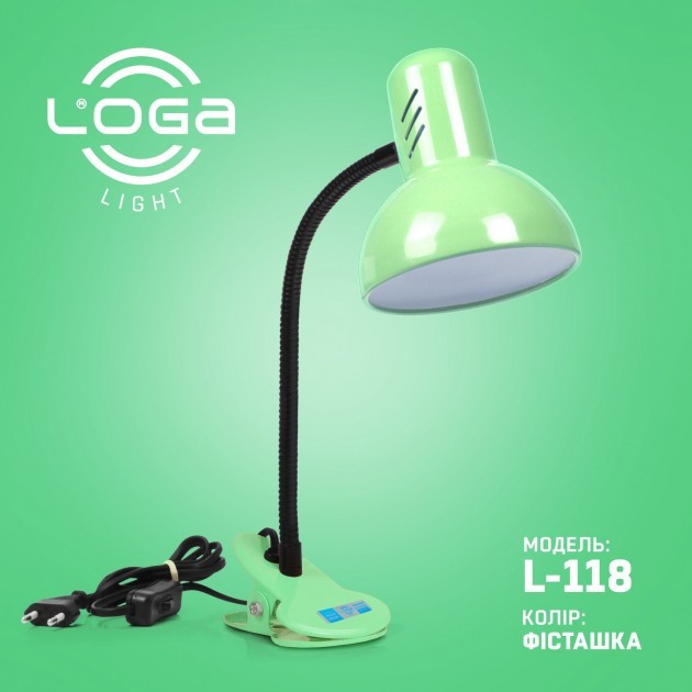 

Лампа-прищепка LOGA 60 Вт Е27 Фисташка L-118