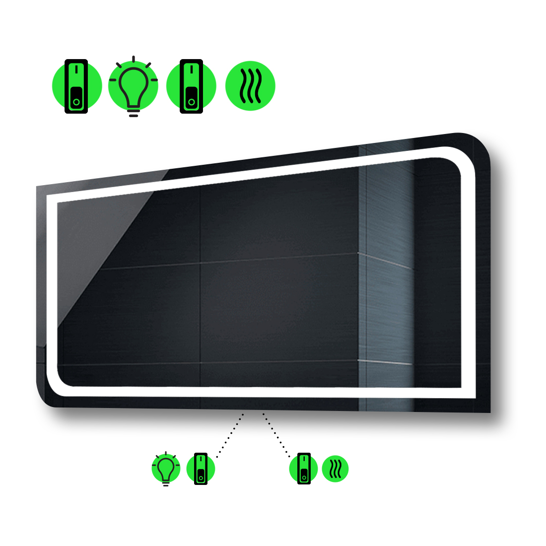 

Зеркало Neomi с Led-подсветкой, с двумя механическими выключателеми 80x60 см