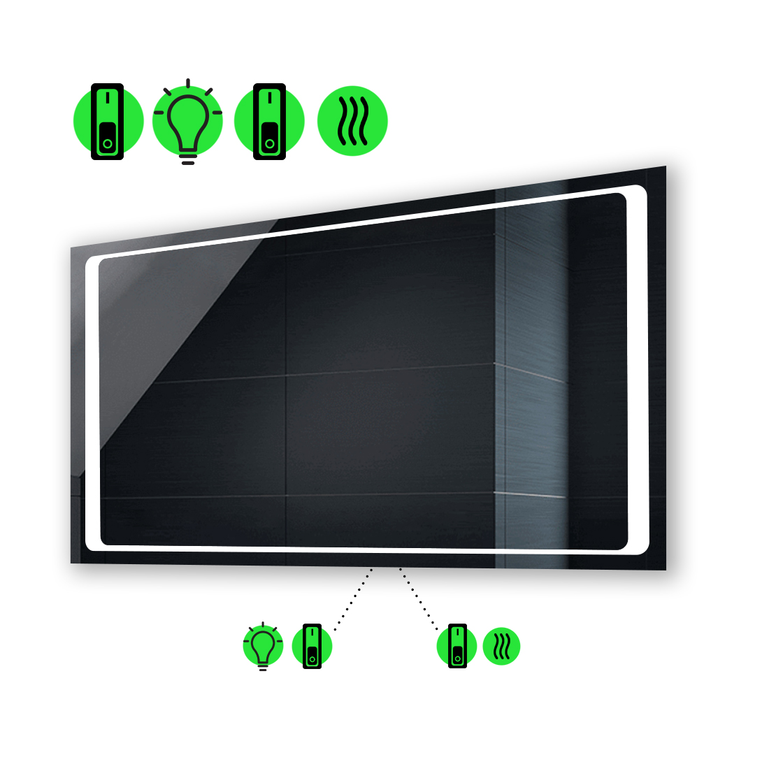 

Зеркало Emma с Led-подсветкой, с двумя механическими выключателеми 140x100 см