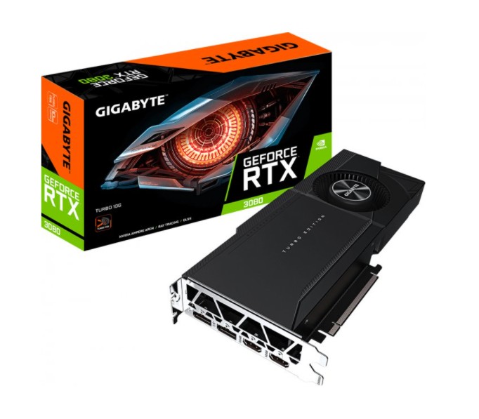 

Відеокарта Gigabyte GeForce RTX 3080 Turbo 10G 10 GB GDDR6X (320 bit) (1710/19000) (2 х HDMI, 3 x DisplayPort) (GV-N3080TURBO-10GD)