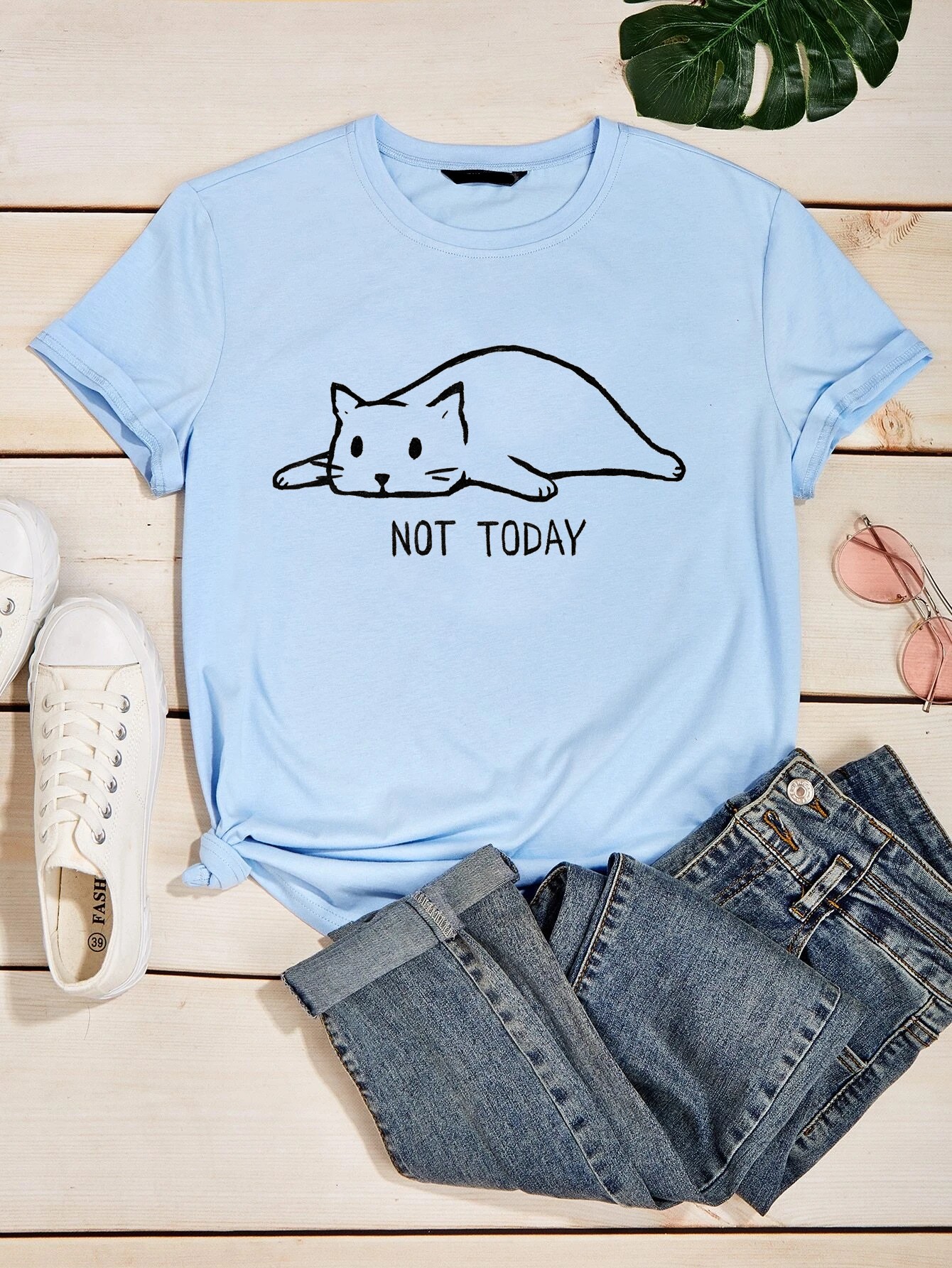 

Футболка malina женский принт not today голубой, Футболка malina женский принт not today голубой M