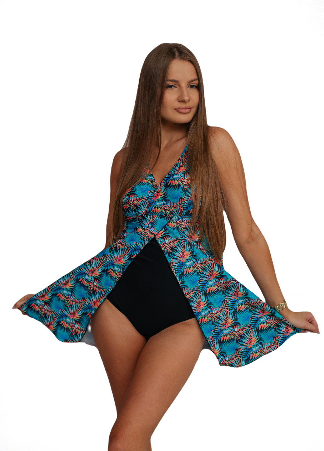 

Swimdress Слитный купальник - платье Синий абстрактный узор ODS XXL (9017-4)