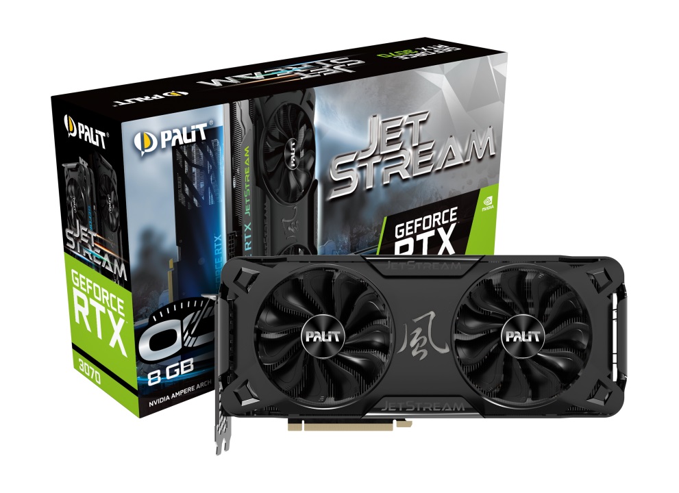 

Видеокарта GF RTX 3070 8GB GDDR6 JetStream OC Palit (NE63070T19P2-1040J)