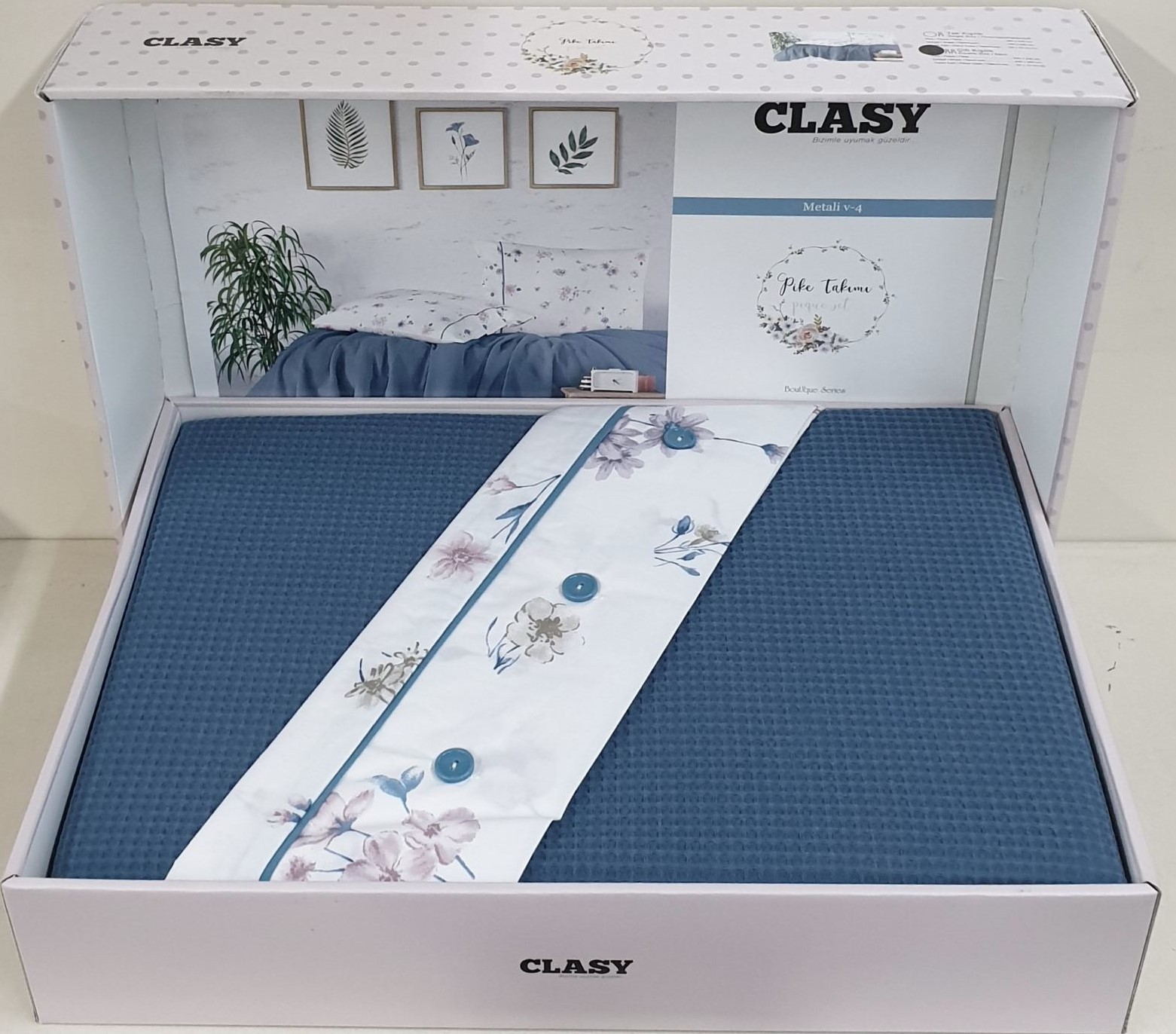 

Комплект постельного белья CLASY с вафельным покрывалом 220*240 "METALI V4"
