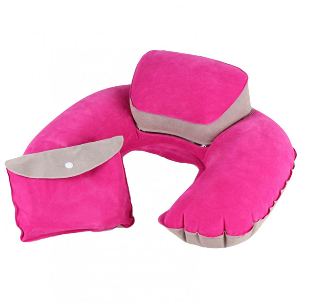 

Подушка дорожная надувная для путешествий с подголовником Silenta (pink) + чехол NEW DESIGN