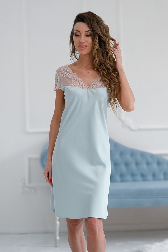 

Сорочка нічна Komilfo AQUAMARINE 1226m/1  Блакитна, Сорочка нічна Komilfo AQUAMARINE 1226m/1 3XL Блакитна