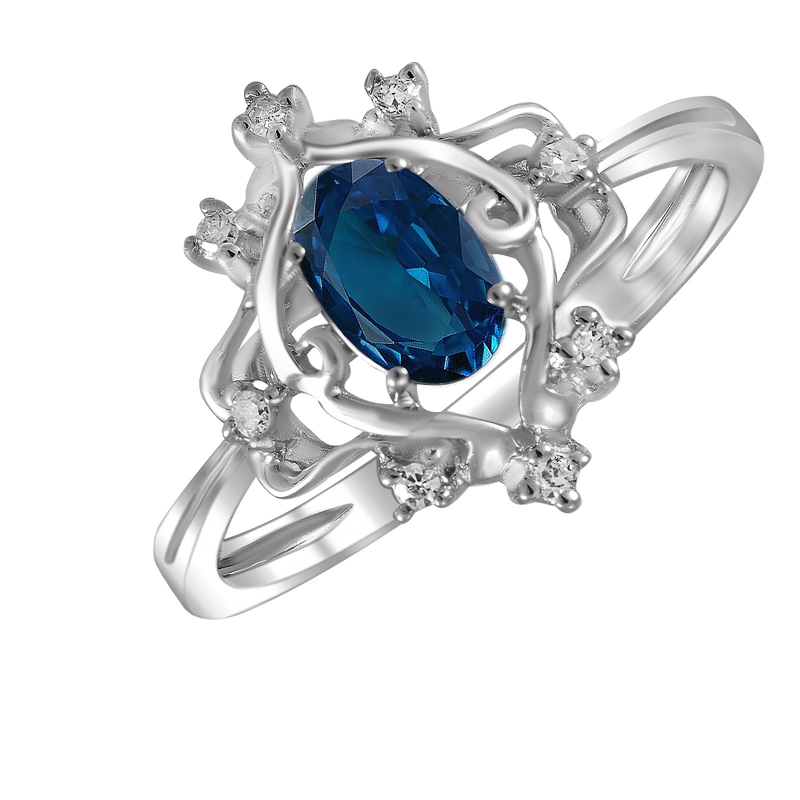 

Кольцо из белого золота с бриллиантами и сапфиром 288494, размер 18.5