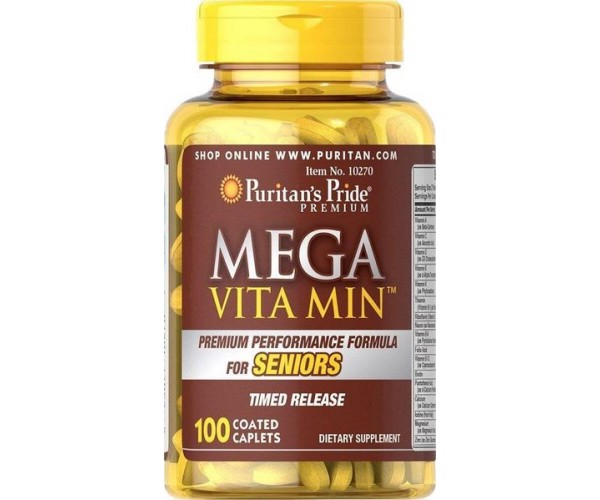 

Мультивітаміни для літніх Mega Vita Min for Seniors Puritan's Pride 100 каплет (PP221)