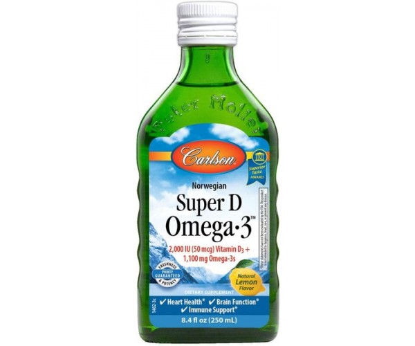 

Риб'ячий жир Norwegian Super D Omega-3 Carlson Labs лимон 250 мл (CAR128)