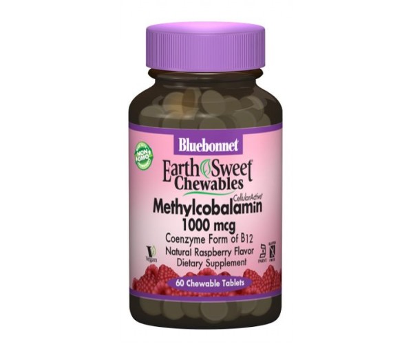 

Вітамін В12 (метилкобаламін) Methylcobalamin Bluebonnet Nutrition малина 1000 мкг 60 жувальні таблетки (BB113)