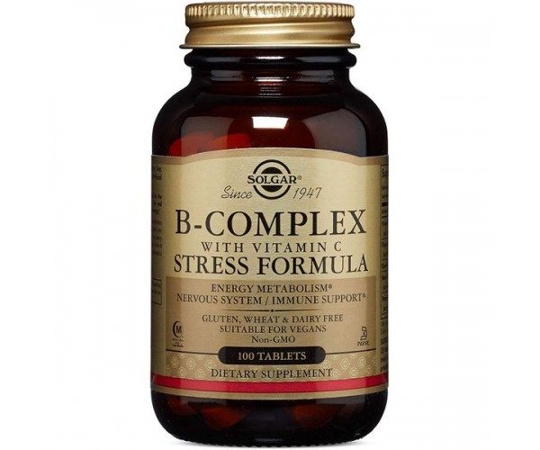 

Вітаміни групи В + С B-Complex with Vitamin C Stress Formula Solgar 100 таблеток (SOL079)