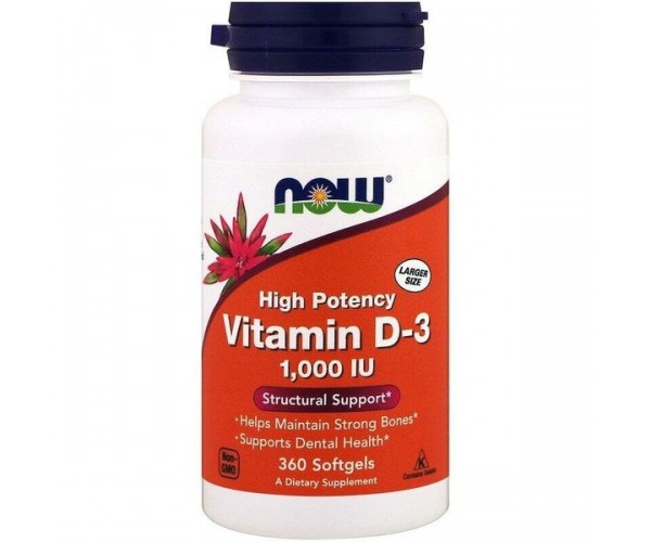 

Вітамін D3 Vitamin D3 Now Foods 1000 МО 360 капсул (NF191)