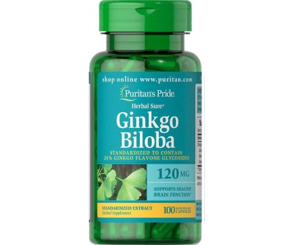 

Гінкго Білоба Ginkgo Biloba Puritan's Pride стандартизований екстракт 120 мг 100 капсул (PP098)
